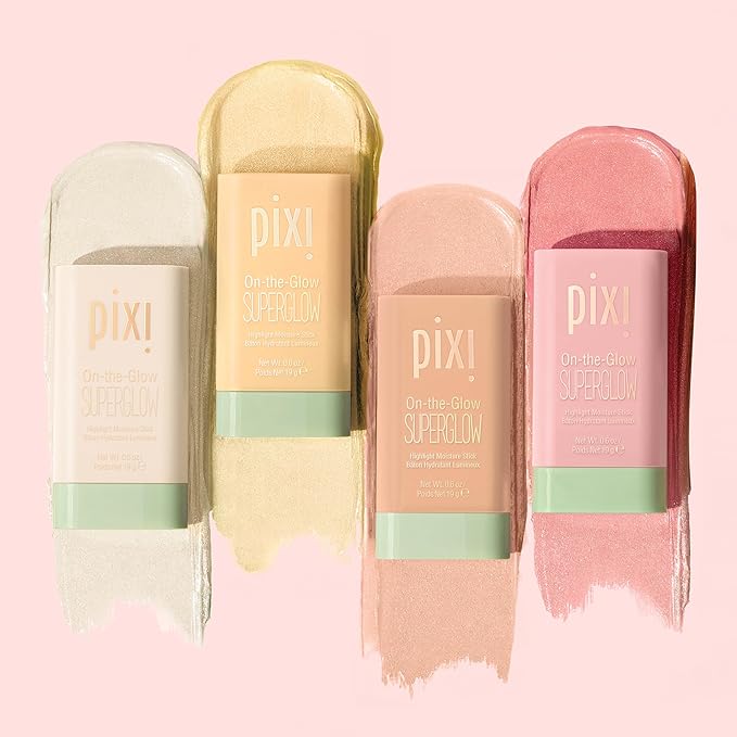 Pixi On-the-Glow SuperGlow | Shade PetalDew | Hydrating Highlighter Stick with Ginseng, Aloe Vera & Fruit Extracts | For Cheeks & Brow Bones | 19g / 0.6oz | Paraben-Free Luminous Natural Highlight