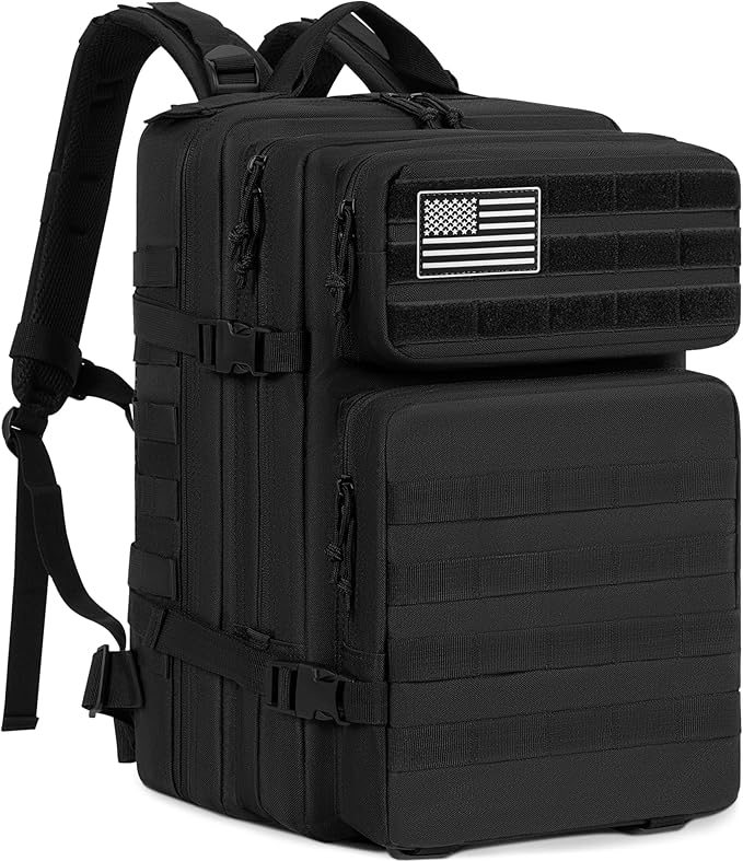 IBVIVIC 45L Military Tactical Backpack for Men, Large Molle Backpacks Outdoor Tactical Bag for Hiking Camping Travel (Black)