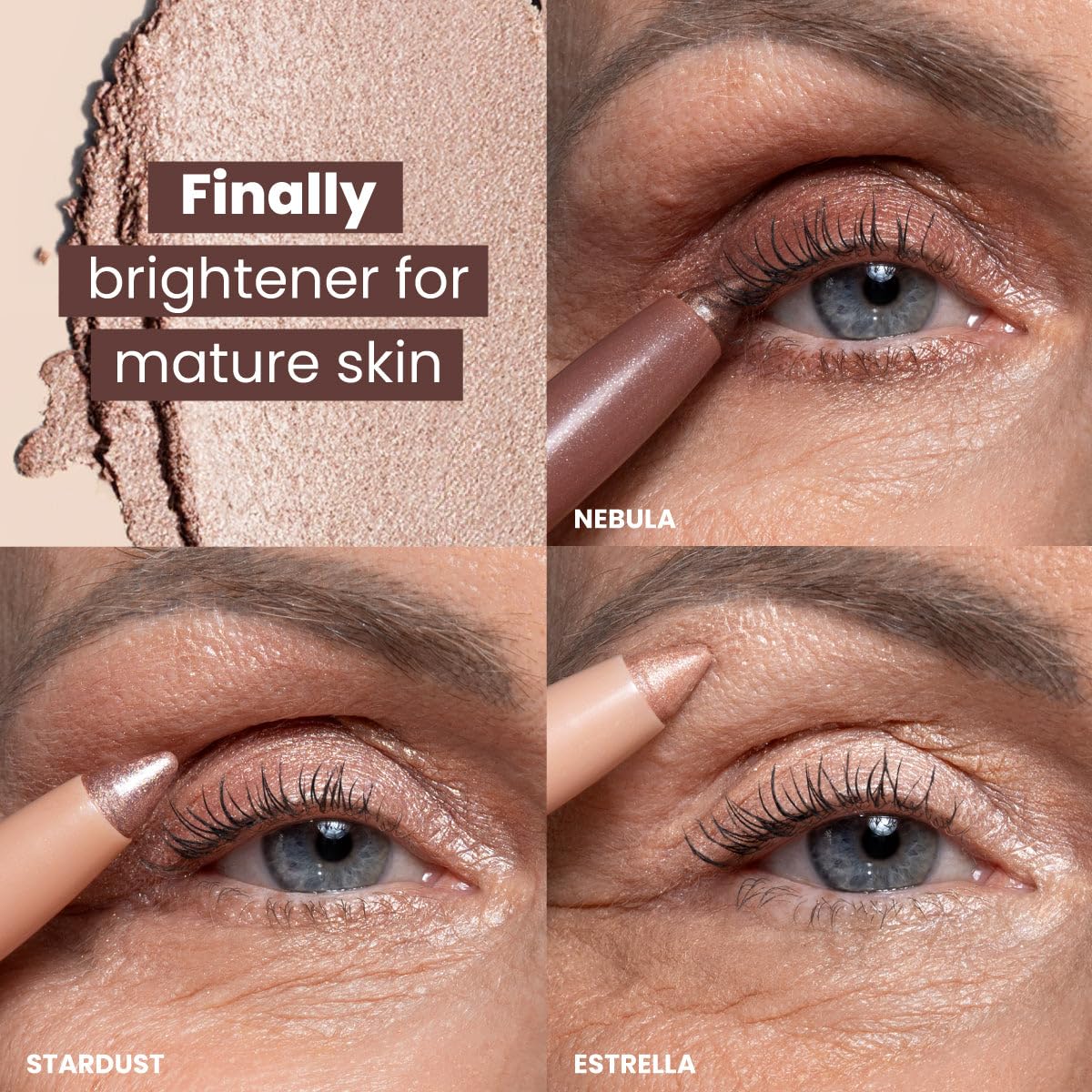 PrimeEyes Eye Brightener for Mature Women – Creamy Eye Shadow Sticks – Easy Application, Quick Eye Lift Effect – Hypoallergenic, Long Wear, Water-Resistant (Afterglow)