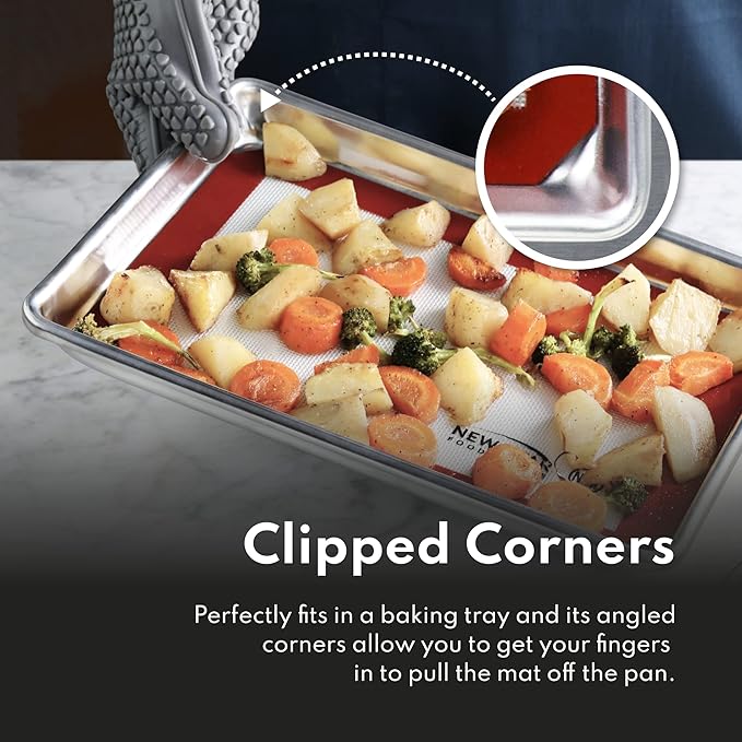 New Star Foodservice Commercial 18-Gauge Aluminum Sheet Pan and Silicone Baking Mat Set, 18 x 26 inch (Full Size)