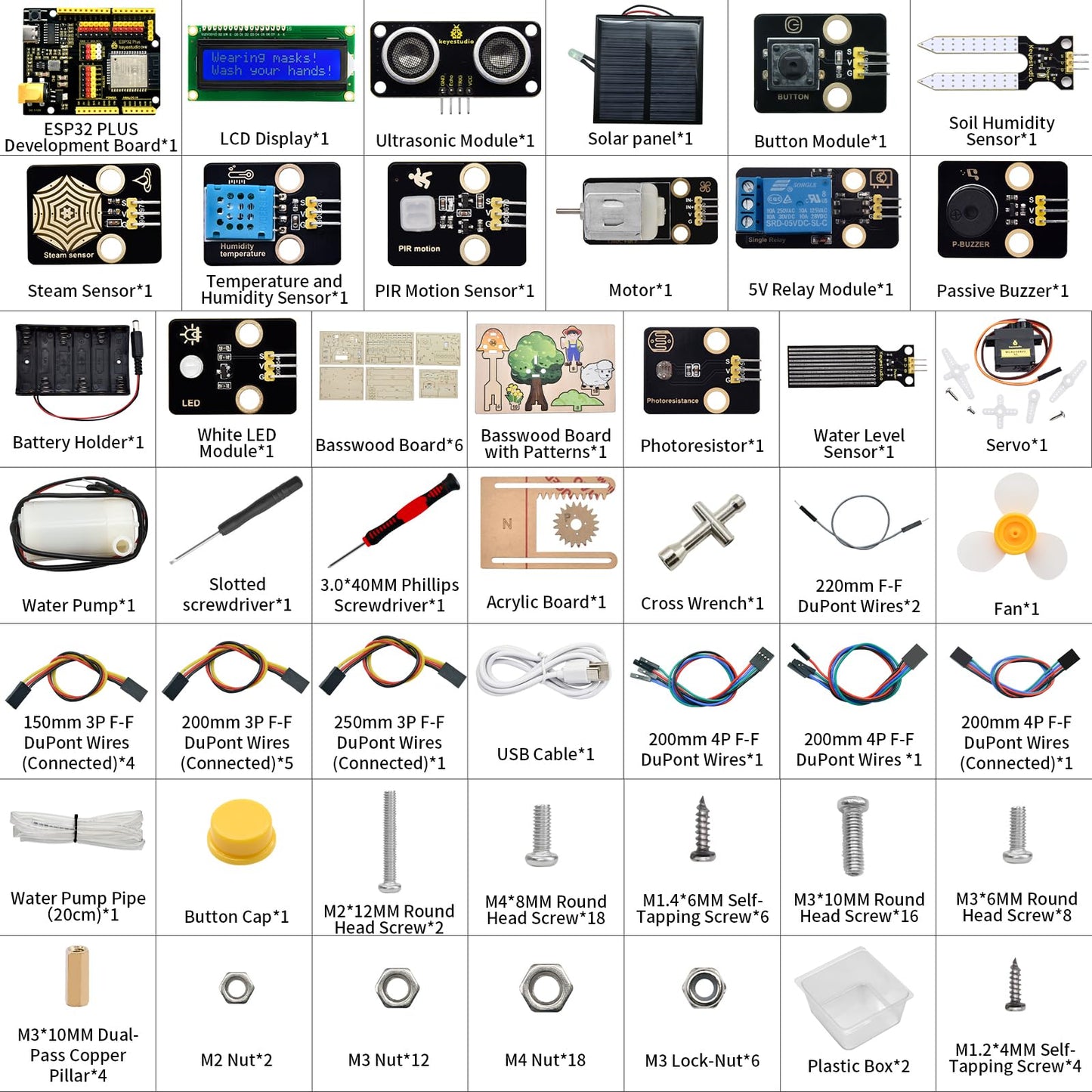 Keyestudio Iot Control Smart Farm Starter Kit For Arduino Esp32,Electronics Programming Kit Compatible With Arduino Scratch Onli
