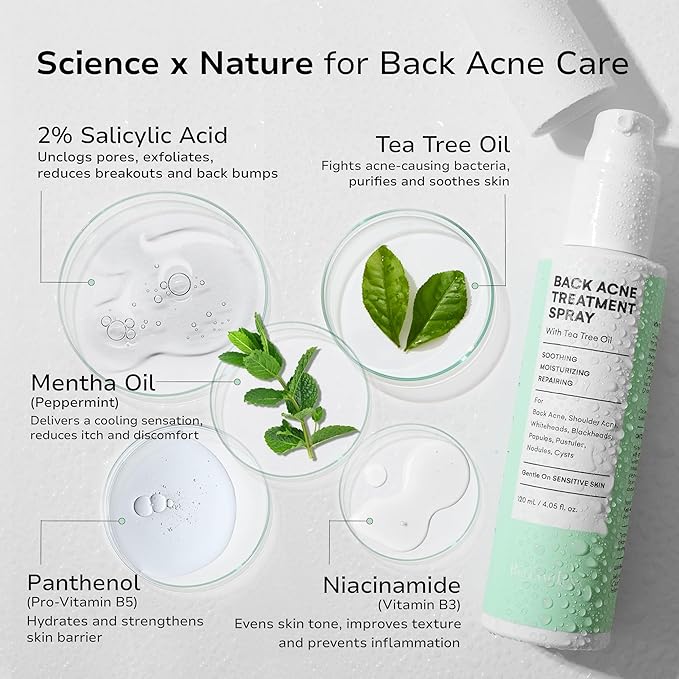 Back Acne Spray + KP Bump Eraser Body Scrub – Complete Body Acne & Texture Treatment Set
