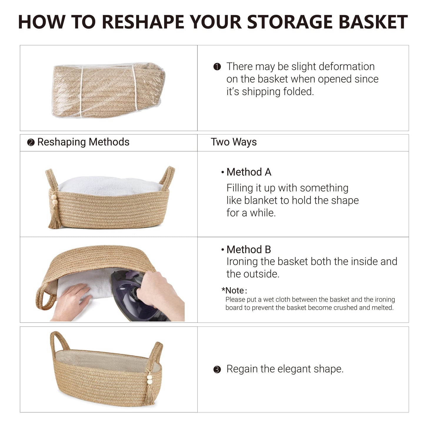 Mkono Small Storage Basket for Toilet Tank Top Boho Bathroom Decor Woven Rope Toilet Paper Tray Organizer for Shelf Bedroom Living Room, Jute, 1 Pack, 13" L x 6" W