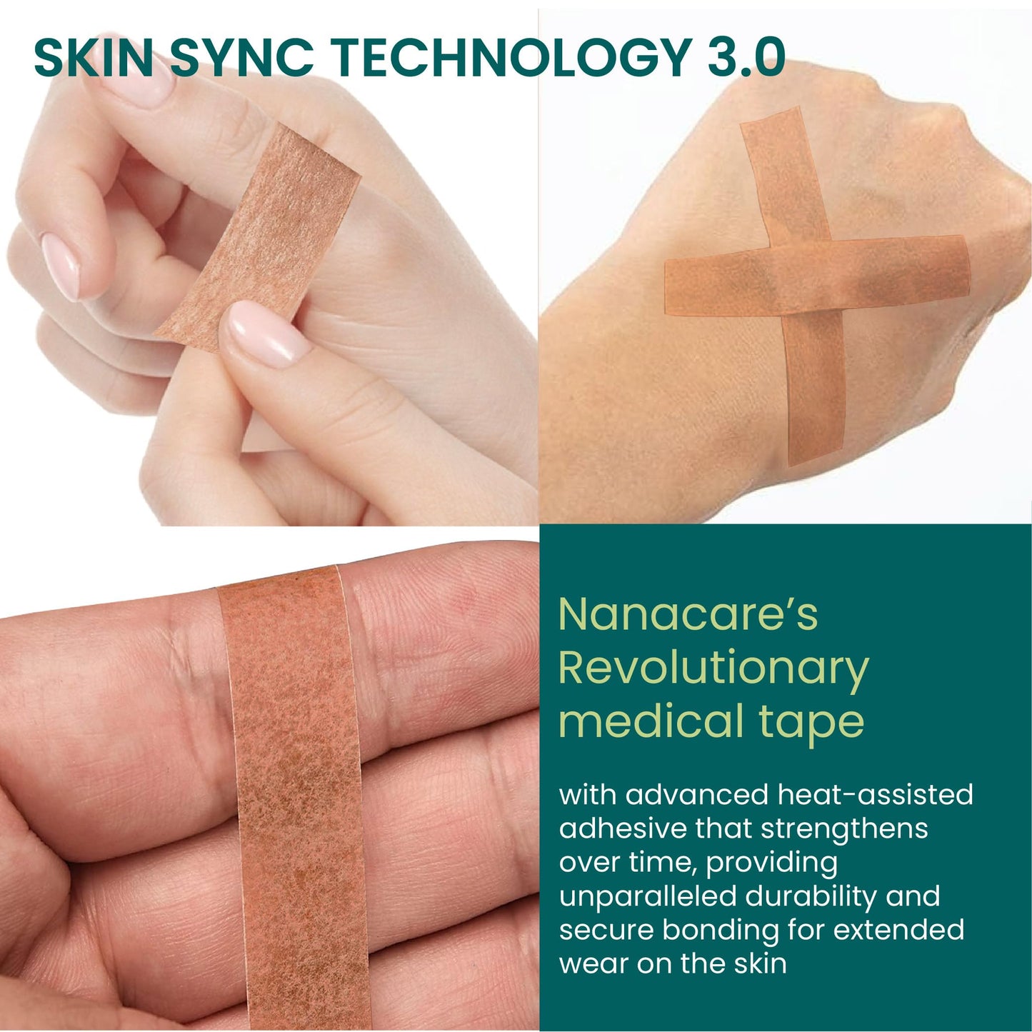 Nanacare Tan Surgical Tape 0.5" x 11yd (6 Rolls) +10pc Gauze Pads | Microporous Micropore Tape | Skin Coloured Nose Tape|Medical Tape for Skin, Dressings,Face, Wound Care | First Aid Bandage Tape