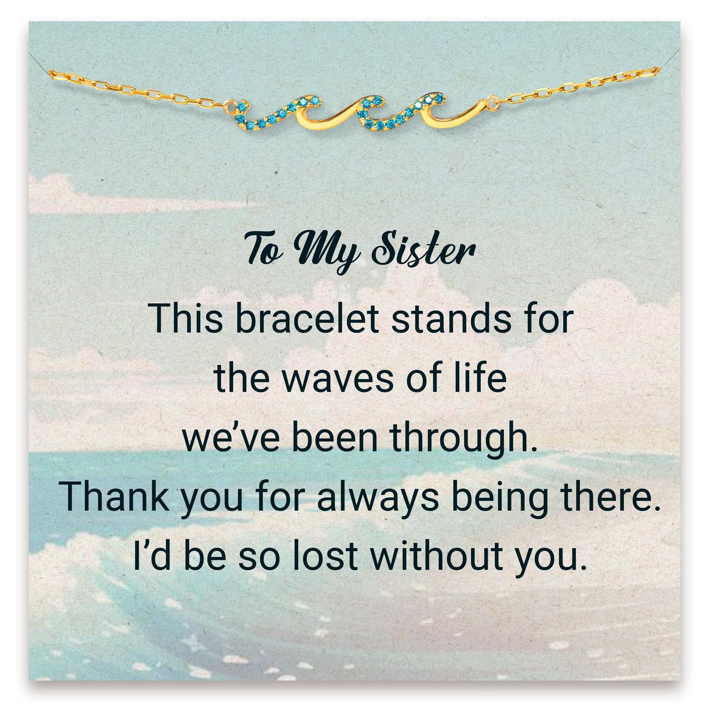 STORYJEWELLERY Sister Gifts, S925 Wave Bracelet, Sister Birthday Gifts, Unique Mothers Day Presents for Adult Sisters, Bracelet for Sisters