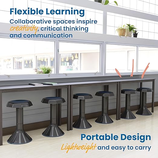 ECR4Kids ACE Active Core Engagement Wobble Stool, 20-Inch Seat Height, Flexible Seating, Black