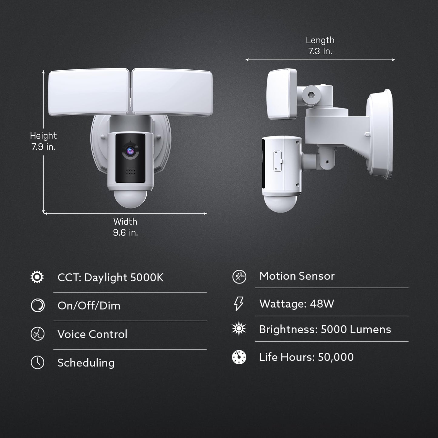 Feit Electric Smart WiFi Floodlight Security Camera, 5000 Lumens, 1080p HD, Motion Detection, Two-Way Audio, 128GB SD, No Subscription, Works with Alexa & Google Home SEC5000/CAM/WIFI Gen 2 of SEC3000