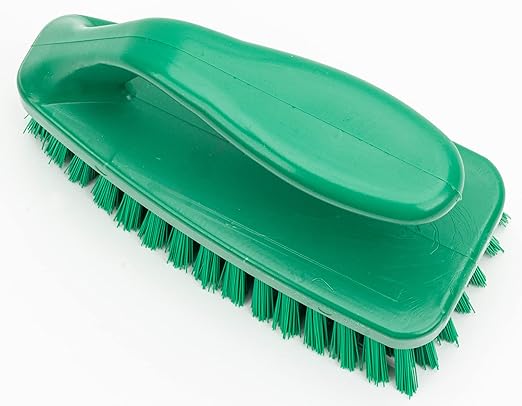 SPARTA Scrub Brush with Iron Shaped Handle and Stiff Bristles, Heavy Duty Scrubber Brush for Kitchen, Bathroom, Shower, Tile, Sink, Carpet and Bakepans, Polypropylene, 6 Inches, Green