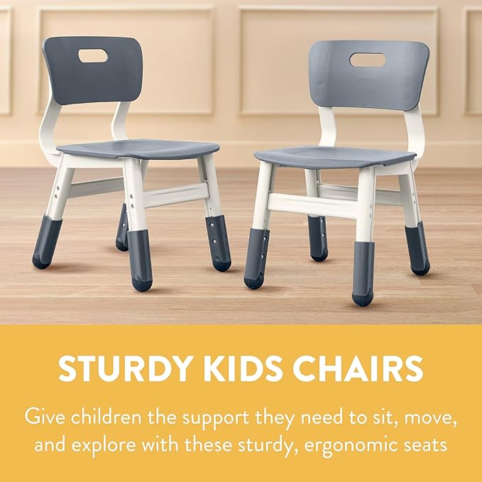 Back2School Express Adjustable Chairs, Kids Furniture, Grey, 2-Pack