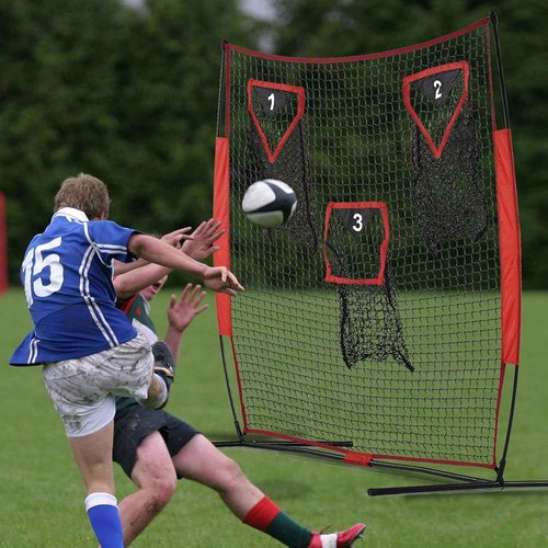 Sharellon Football Throwing Net - Heavy-Duty Portable Nylon Net with 3 Target Pockets - 6x6FT Football Goal Practice - Kids Quarterback Training Field & Home Backyard