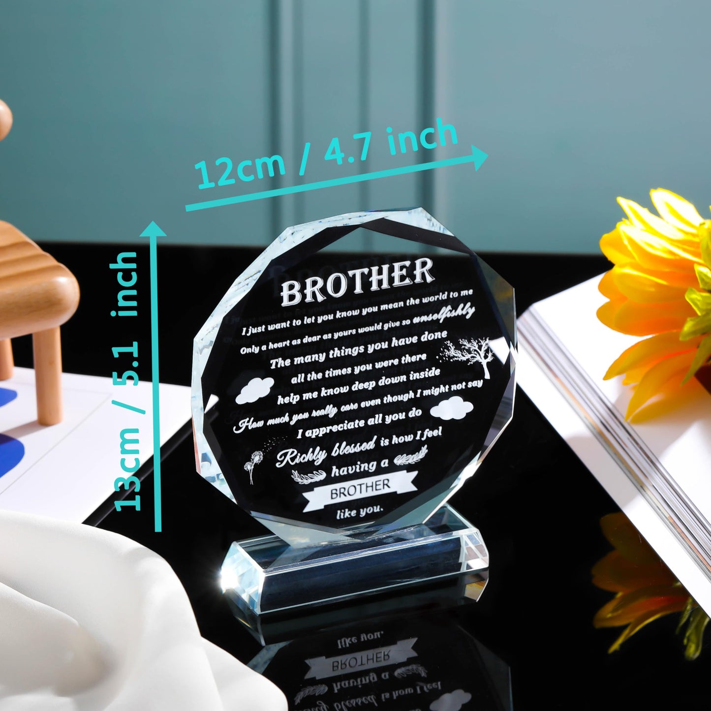 Gifts for Brother Crystal Brother Gifts From Sister Birthday Gifts for Brother Crystal Keepsake for Birthday Father's Day, Valentine’s Day, and Christmas.