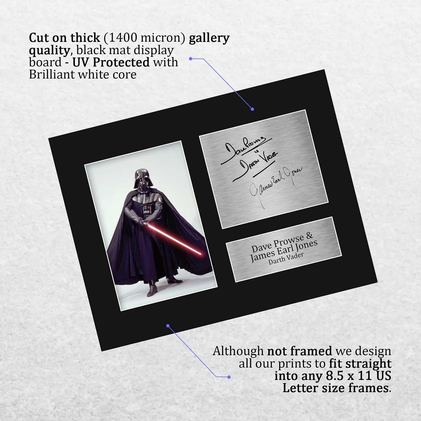 HWC Trading Dave Prowse & James Earl Jones USL Signed Printed Autograph Star Wars Darth Vader Print Photo Picture Display - US Letter Size