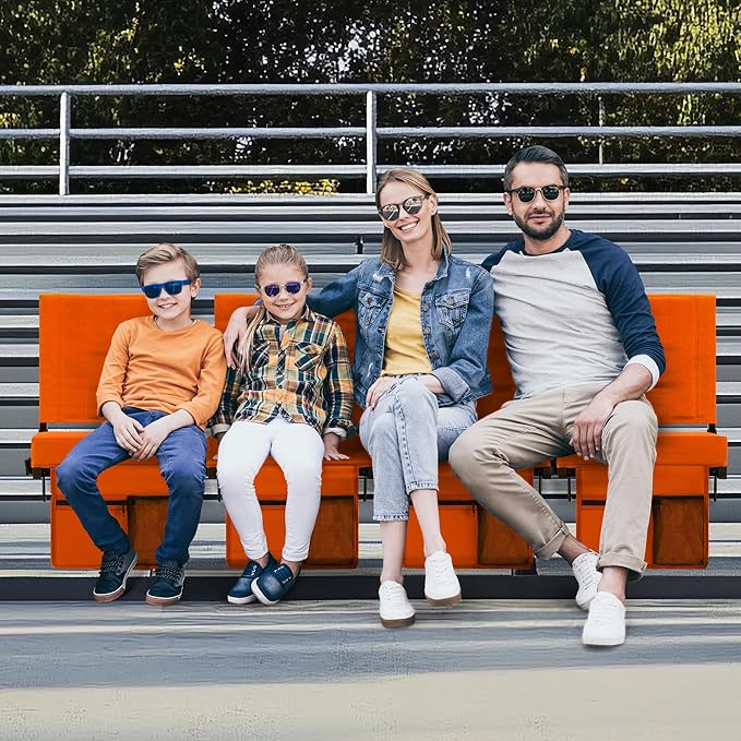 Aliphon Stadium Seat for Bleachers with Back Support and Cushion, Bleacher Seats with Shoulder Strap and Cup Holder, Padded Portable Folding Comfort Stadium Chair, for Sports Events, Orange (1pcs)