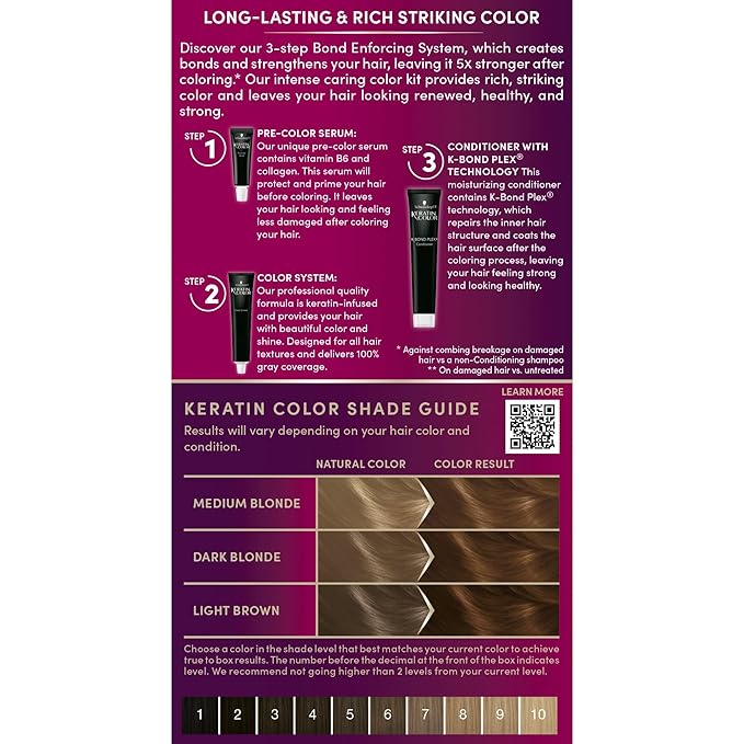 Schwarzkopf Keratin Permanent Hair Dye Cream, 6.33 Light Gold Brown, Professional Quality Color for Up to 100% Gray Coverage, Bond Enforcing System