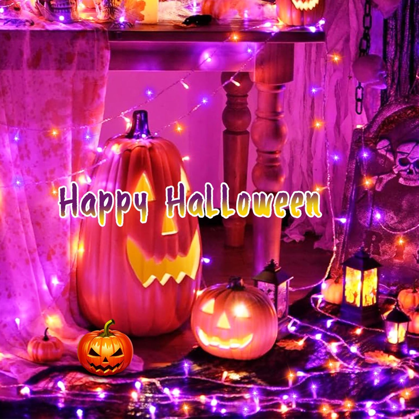 ILLUMINEW Halloween Decorations 300 LED String Lights Plug-in, 8 Modes 108ft Orange Purple Halloween Fairy Lights for Party Bedroom Indoor Outdoor Decor