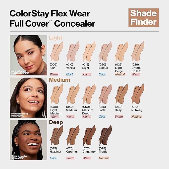 Revlon ColorStay Flex Wear, Full Cover Non-Creasing Concealer, Infused with Hyaluronic Acid & Vitamin E, Flexible Longwear, 078 Truffle, 0.34 fl oz. (Pack of 2)