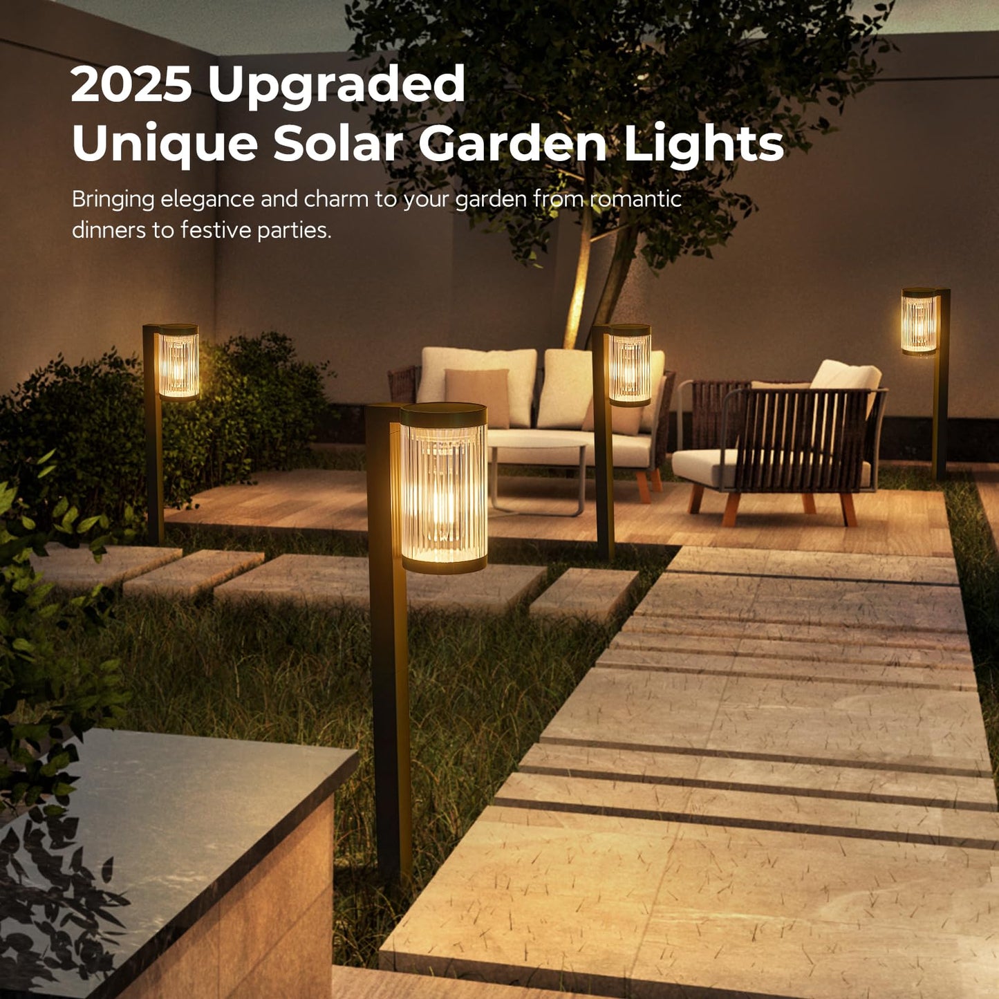 ELECLINK Solar Pathway Lights Outdoor, 2 Pack Upgraded Outdoor Solar Lights for Outside Super Bright Up to 12Hrs, IP65 Waterproof Solar Garden Lights for Yard Path Walkway Decor Landscape Lighting
