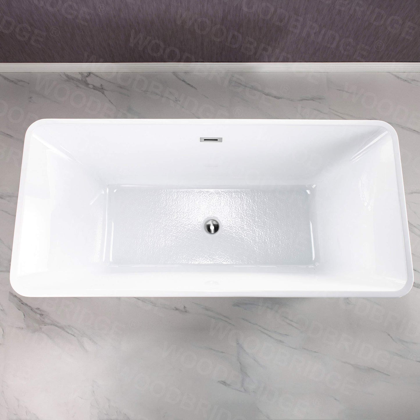 WOODBRIDGE 67" Acrylic Freestanding Bathtub Contemporary Soaking White Tub with Chrome Overflow and Drain，BTS1609 -C-Drain &O
