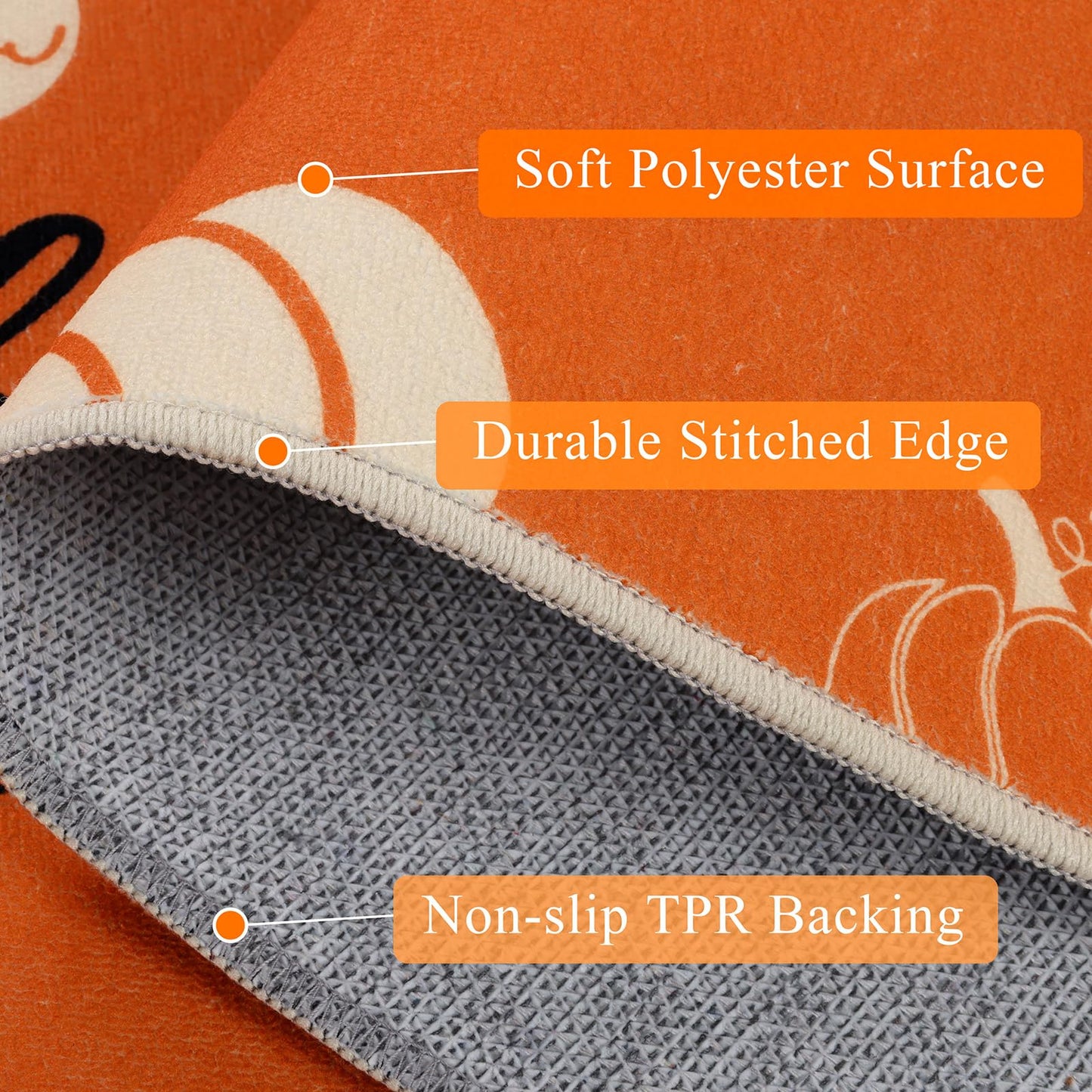 Ileading Fall Kitchen Rugs Set of 3, Washable Kitchen Mats for Floor, Non Slip Thanksgiving Kitchen Rugs and Mats Decor, Autumn Harvest Hello Pumpkin Floor Carpet for Kitchen Hallway Laundry Room