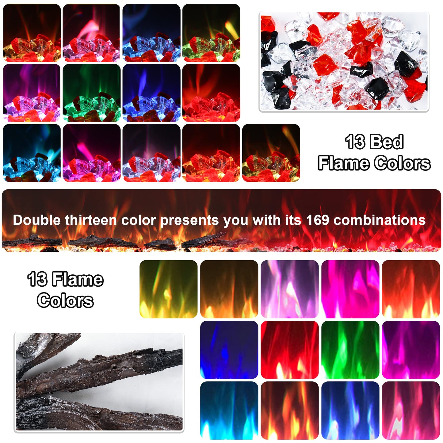 Rodalflame 30 Inches Electric Fireplace Inserts, Recessed And Wall Mounted Fireplace Heater For Indoor Use With Remote Control,