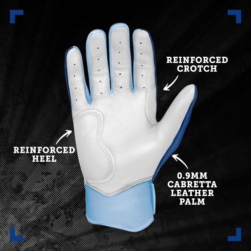 BRUCE BOLT Phillips Series Short Cuff Blue Batting Glove - Blue Youth Large