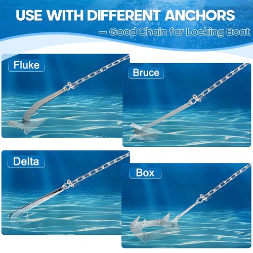 hannger 5/16" x 10' Anchor Chain Kit, 316 Stainless Steel Marine Grade Boat Anchor Chain, Heavy-Duty Anchor Lead Chain w/ 2 Pcs Anti-Off Double Shackle Link Ends for Boat, Pontoon, Deck, Fishing