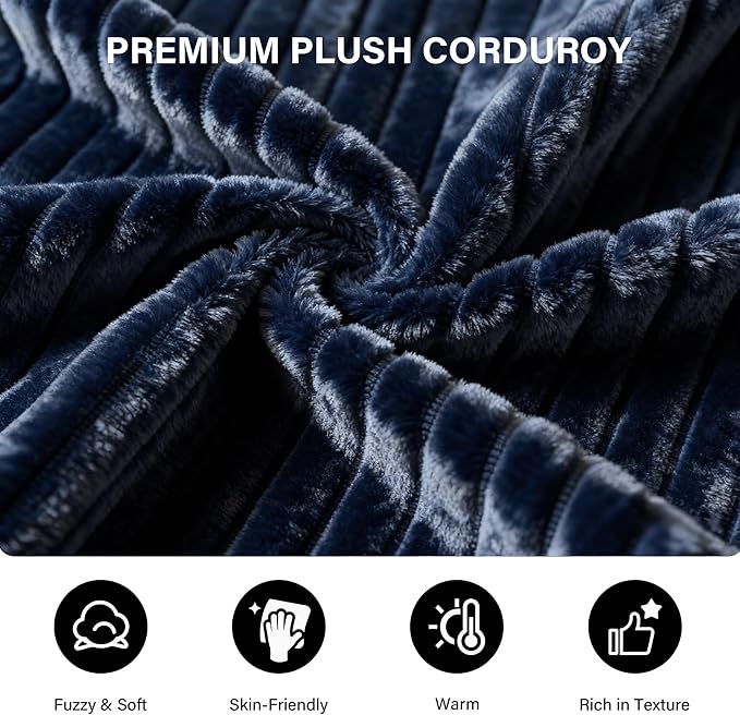LAUSAINT HOME 132" Modular Sectional Sofa Couches, U-Shaped Boneless Cloud Sofa with 4 Deep Seat, 6 Cushiones Oversized Chaise for Living Room, Bedroom, Plush Corduroy Fabric (U Shaped,Navy Blue)