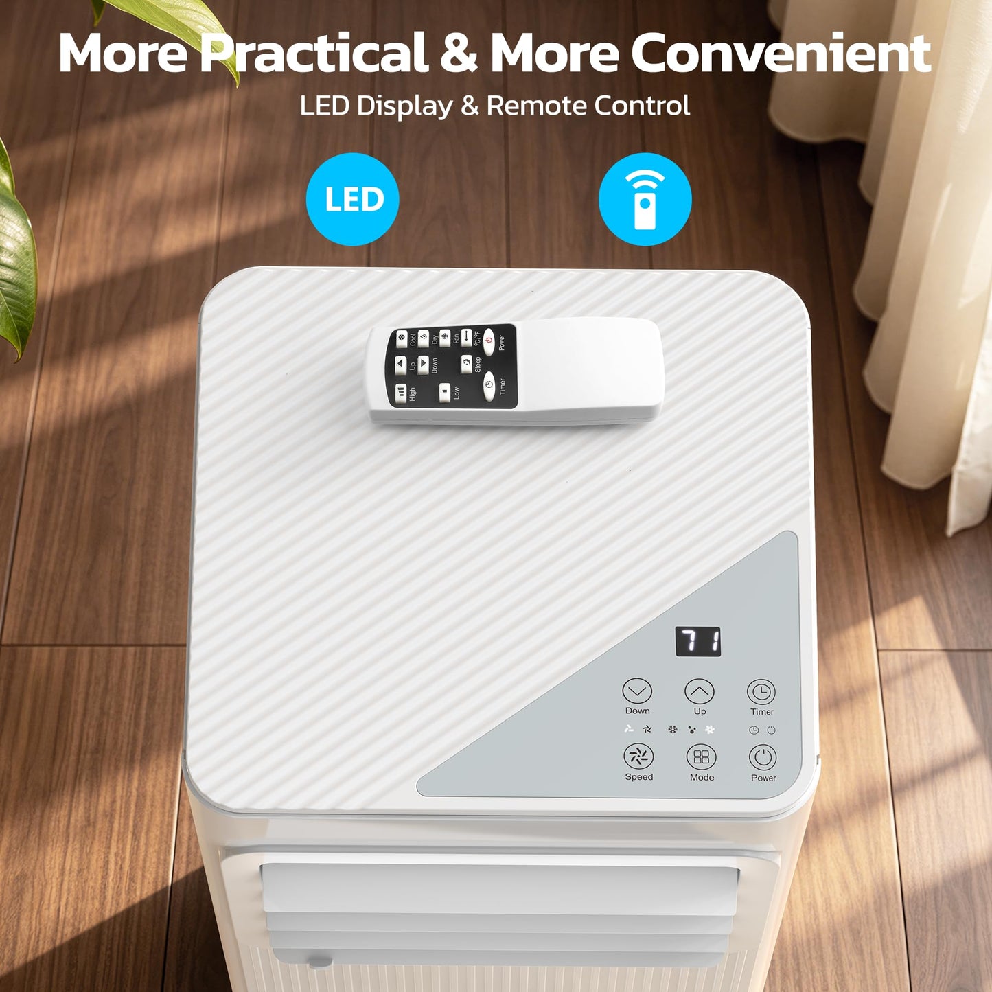 8000 BTU Portable Air Conditioners for Rooms up to 450 Sq Ft, 4 Modes Portable AC Unit with Remote Control & 24H Timer, Cool/Fan/Dry/Sleep, Installation Kits & Energy Saving for Bedroom, Apartments
