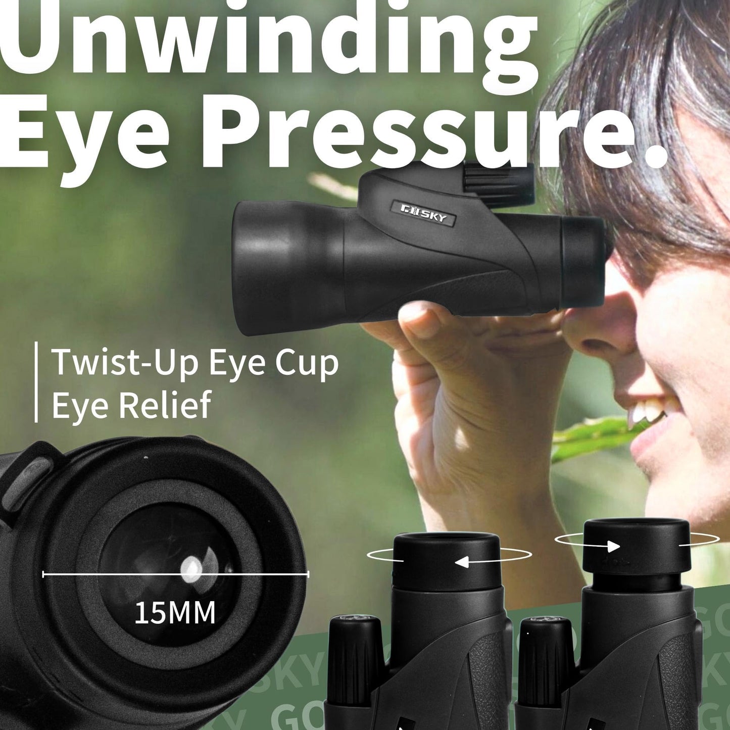 Gosky Monoculars Telescope, 15x55 HD Monocular for Adult with BAK4 Prism & FMC Lens, Lightweight Monocular with Smartphone Adapter Suitable for Bird Watching Hunting (Black)