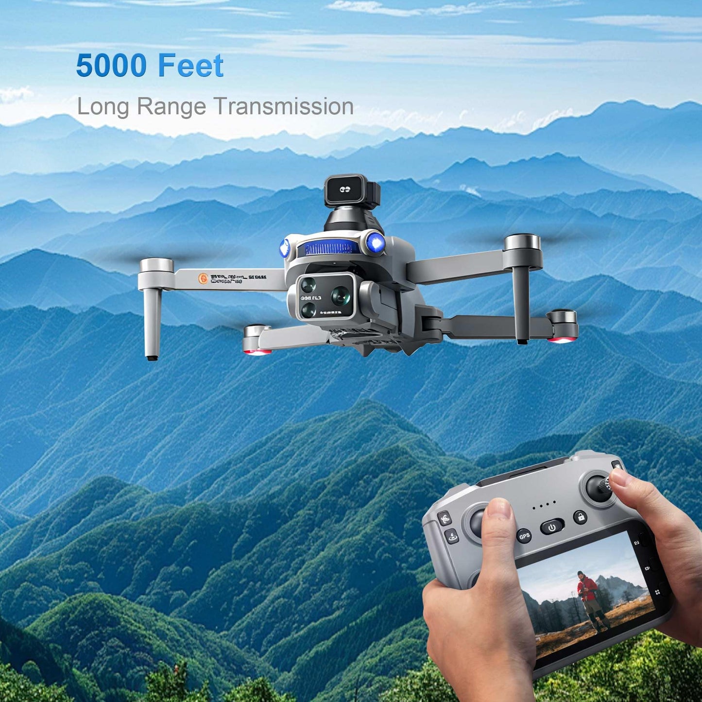 RAIGNV S119 4K Drone with Camera for Adults & Outdoor Aerial Photography, GPS Auto Return, Obstacle Avoidance, Brushless Motor, 5G Screen Remote, 3 Batteries 75 Min Long Flight, Dual Camera 120° Wide-Angle, 2000M Range, 120M Altitude, 120° Wide-Angle FPV