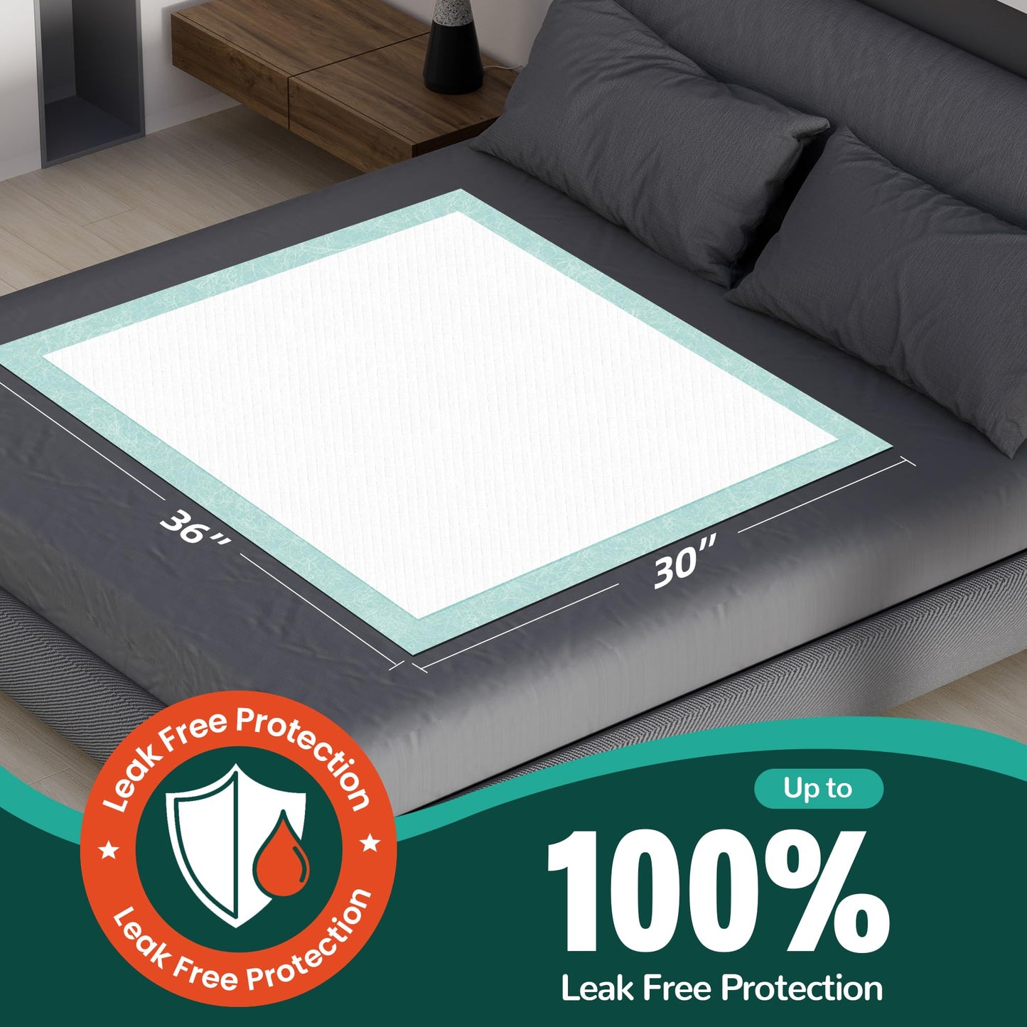 MILDPLUS Bed Pads with Adhesive Strips 30''X36'', 10 Count Chucks Disposable Underpads Extra Large Thicker Incontinence Pads for Unisex Adult, Senior, Kids and Pet (with Adhesive )