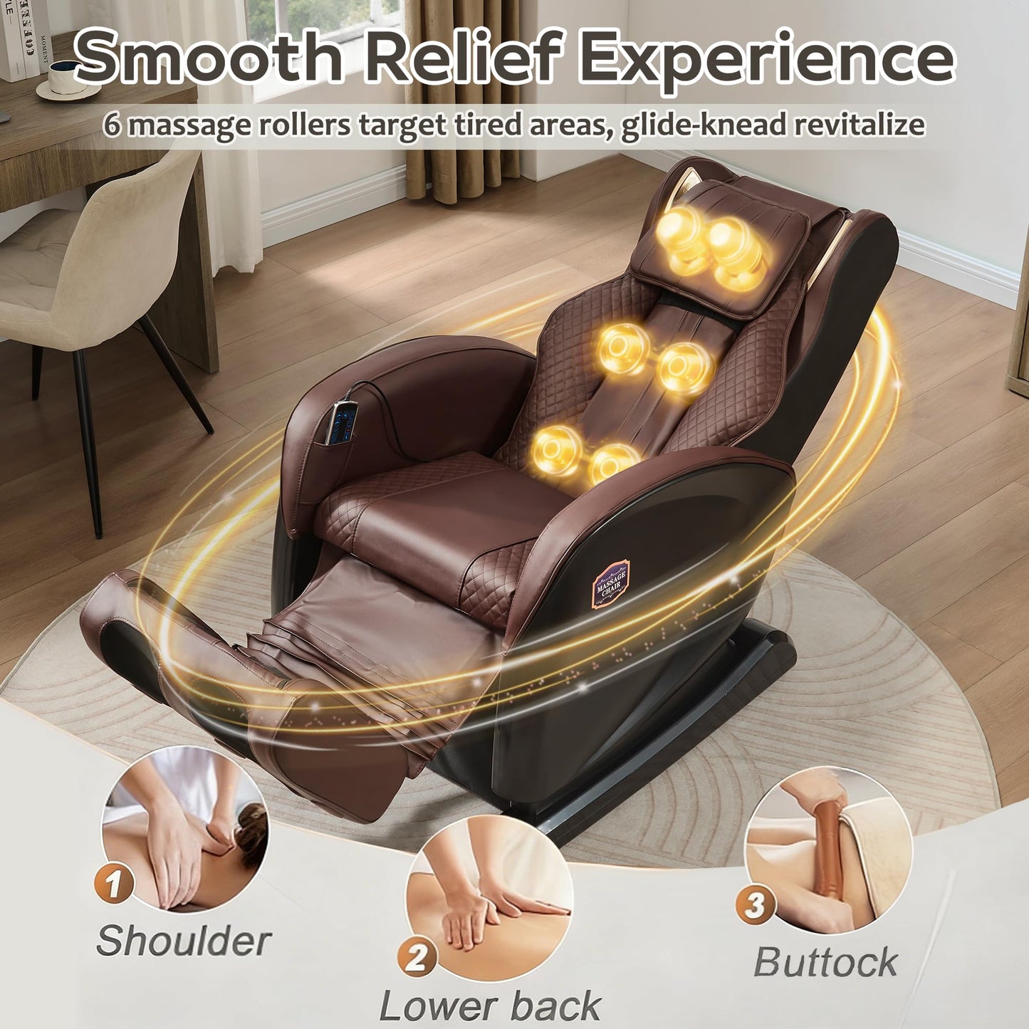 KEIKI 2026 Massage Chair Full Body, Zero Gravity Recliner, Upgraded Calf & Foot Rollers, Waist & Leg Heating, Bluetooth Speaker and Remote Control, Brown