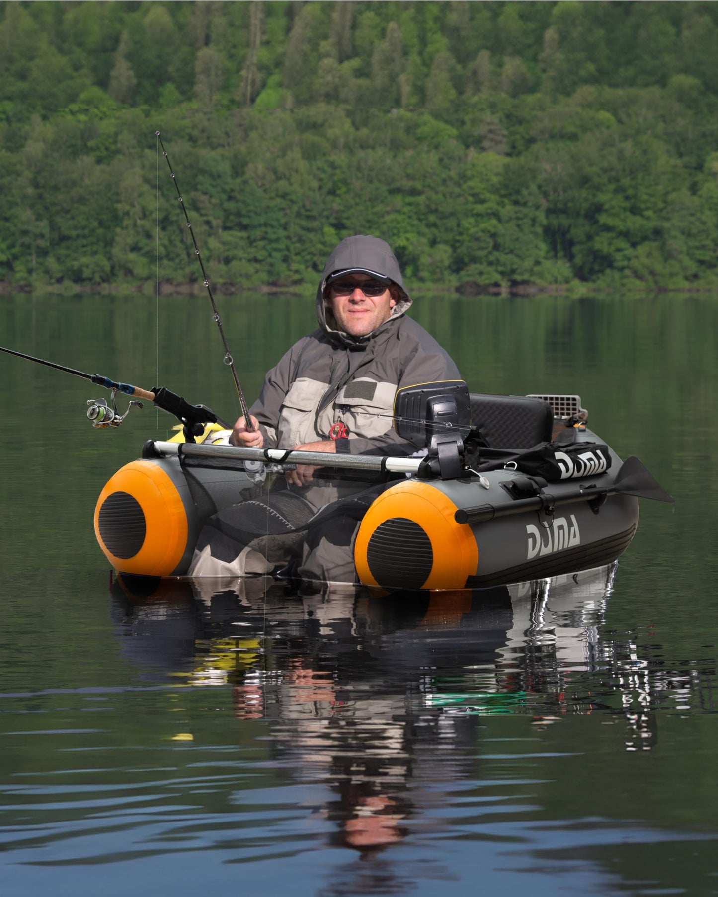 DAMA Inflatable Boats Heavy Duty Raft Fishing Boat Dinghy 170 * 120cm, w/Fishing Rod Holders & Seat, Inflatable Seat, Oars, Storage Bag