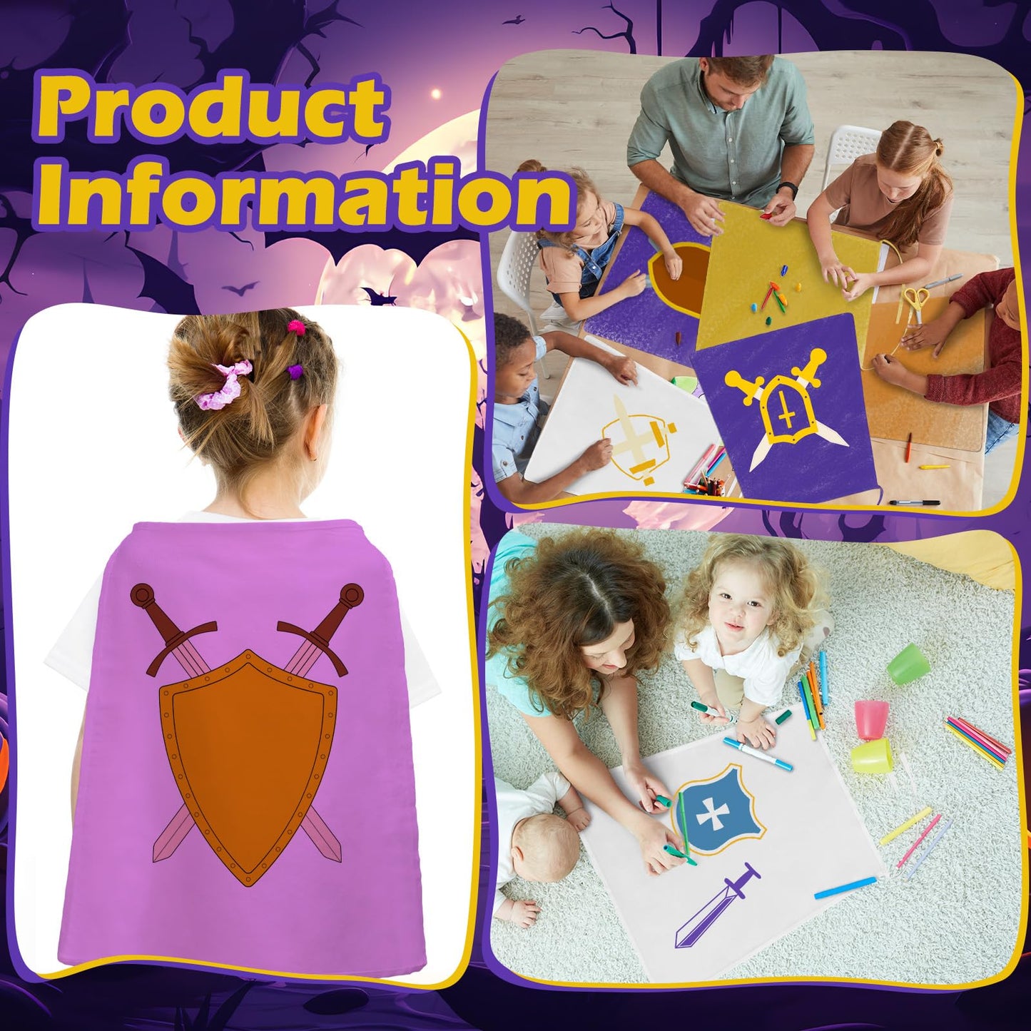 Blosssound 12 Pcs Hero Capes Crafts Canvas Blank Cape to Decorate DIY Hero Dress up Costumes for Kids Party VBS Activities