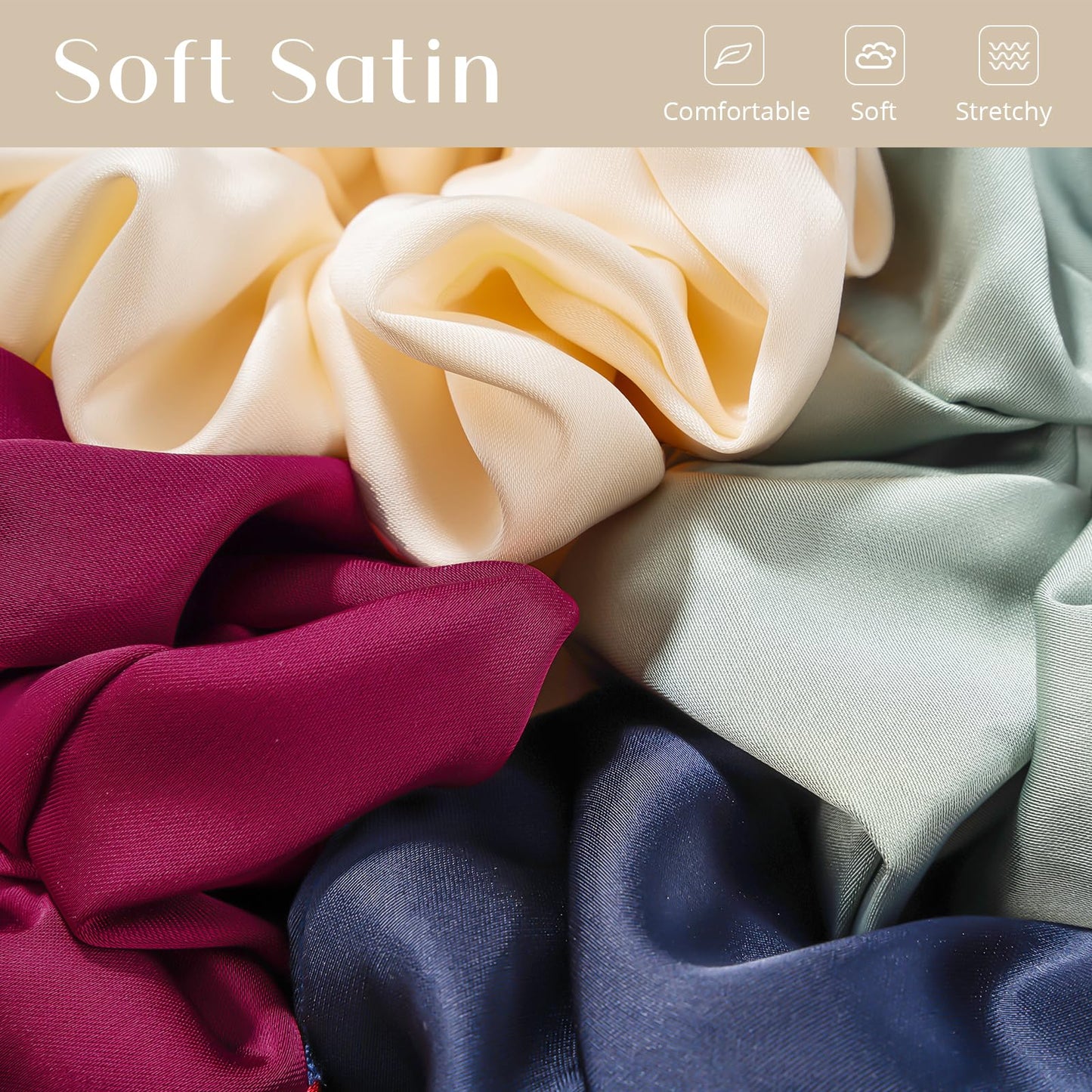 Lolalet Big Scrunchies for Women, 5.9 Inch Large Satin Scrunchies Jumbo Oversized Elastic Hair Ties Extra Large Giant Hair Bands
