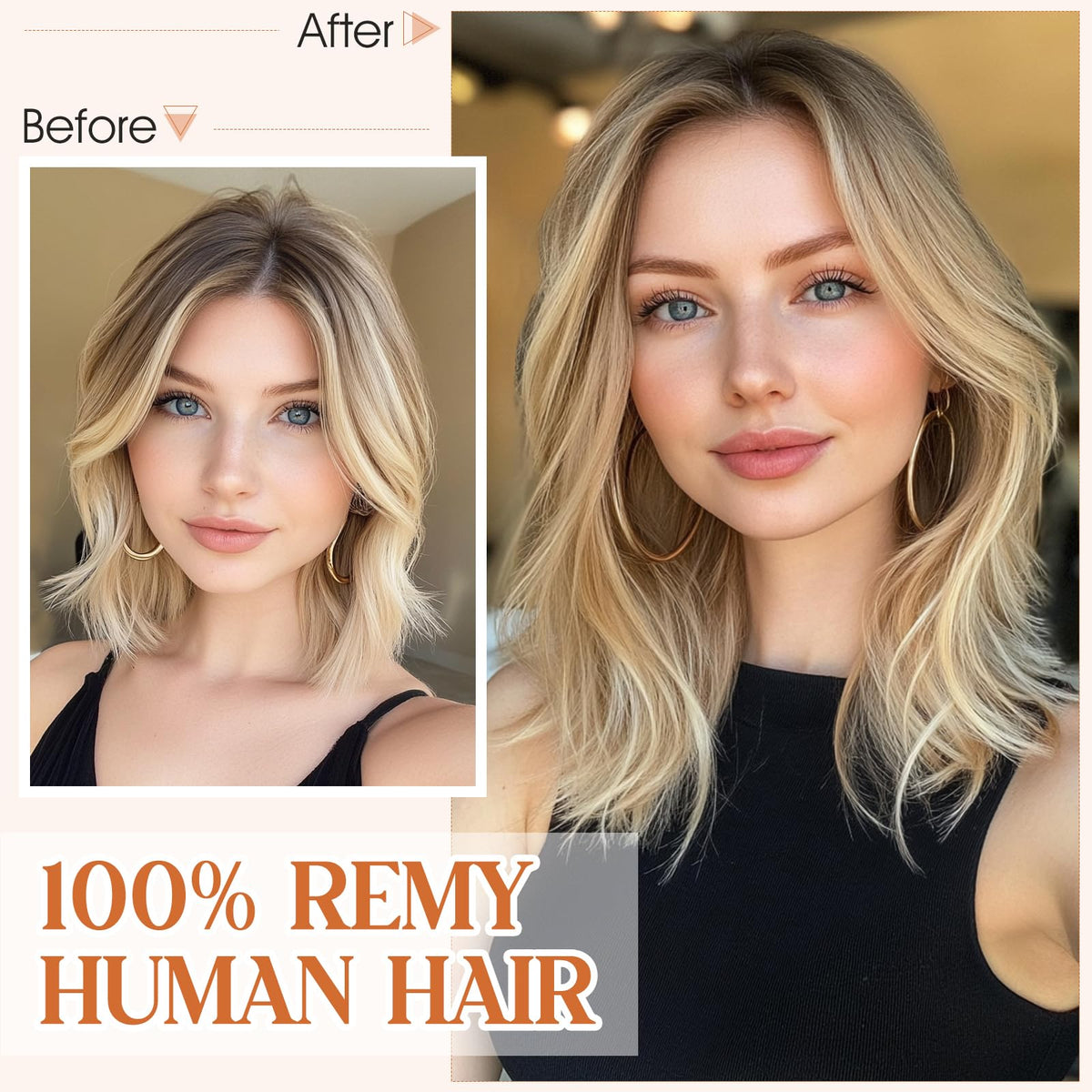 S-noilite Halo Hair Extensions Real Human Hair 12inch Short Straight Halo Hair Extensions for Women Adjustable Golden Brown/Blea
