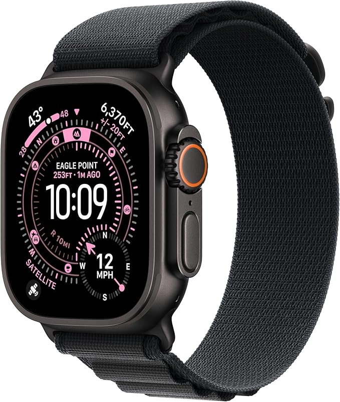 Apple Watch Ultra 3 [GPS + Cellular 49mm] Running & Multisport Smartwatch w/Rugged Titanium Case w/Black Alpine Loop - M. ...