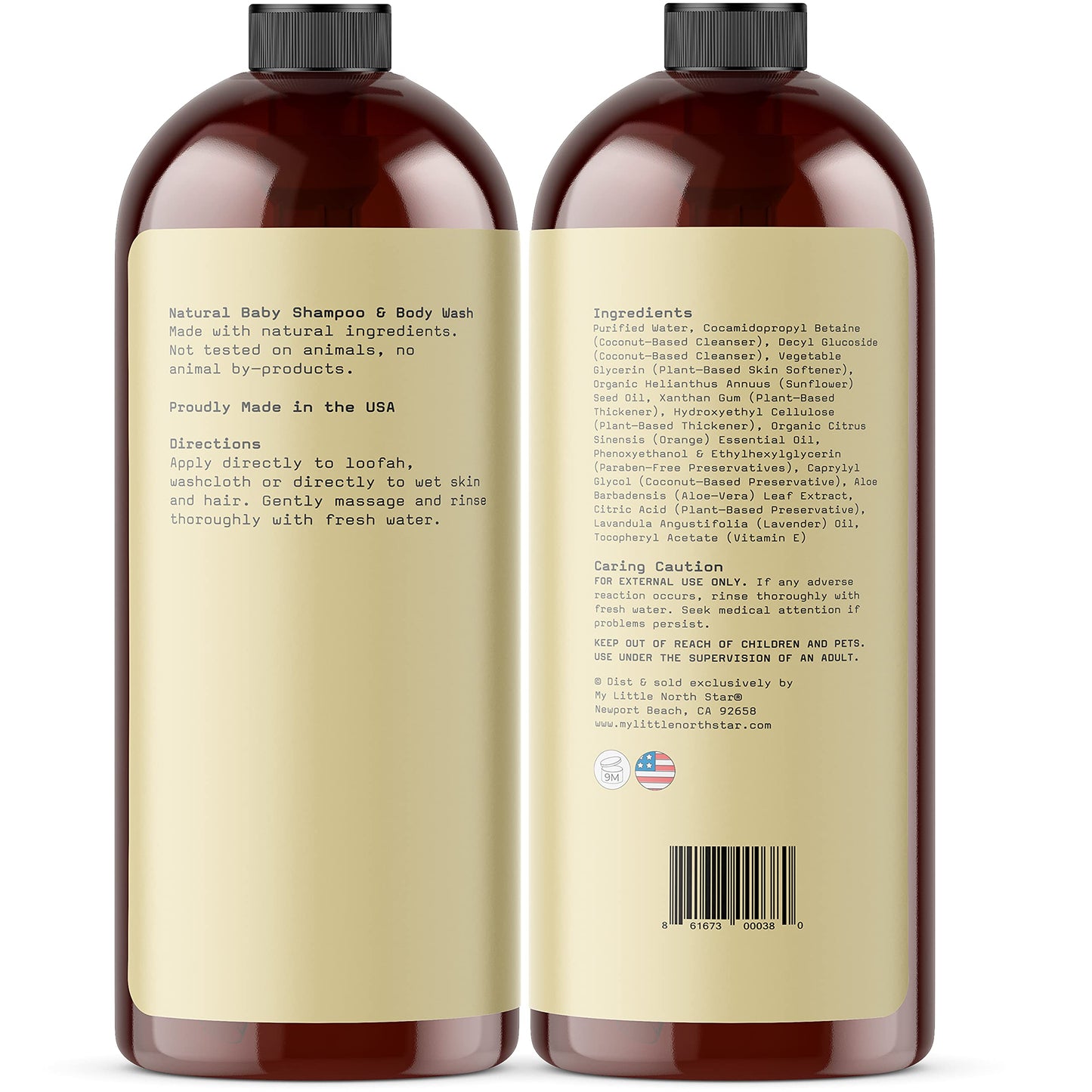 100% Natural Baby Shampoo & Body Soap/ Wash (2 Pack) - Non-Toxic Hypoallergenic Care for Kids, Babies, Infant & Newborn with Sen