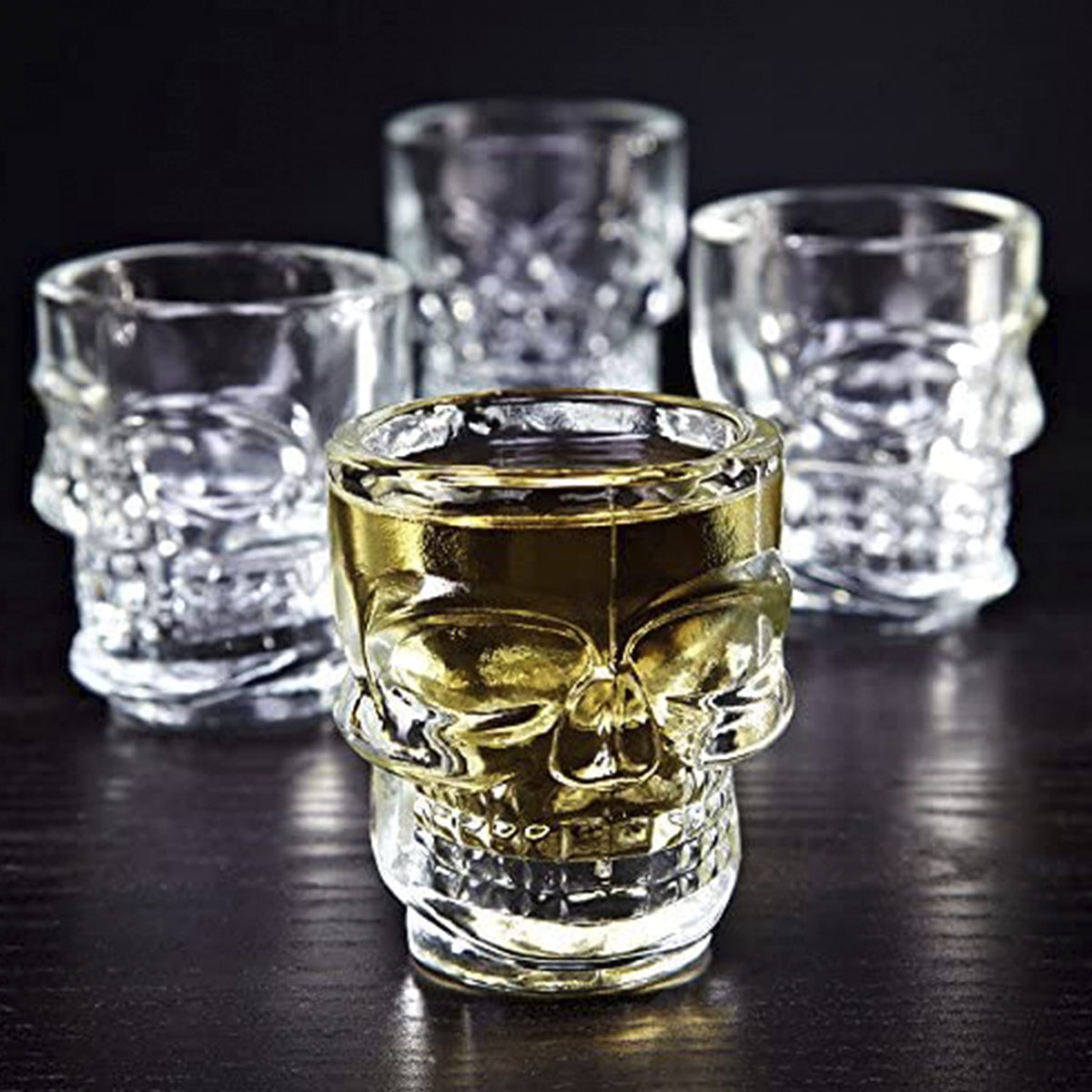 Halloween Skull Shot Glasses – Set of 2 – Spooky Clear Glass Drinkware for Halloween Parties, Haunted House Celebrations – Unique Skeleton Head Shot Glasses for Cocktails, Spirits, and Themed Events