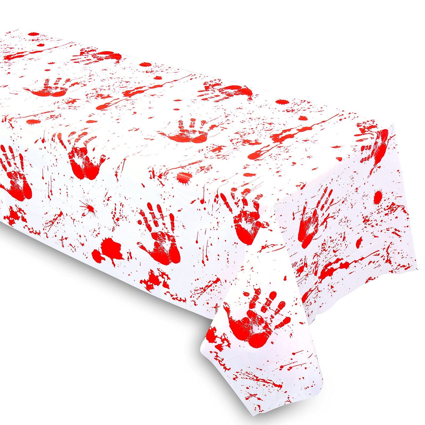 Grabo Bloody Zombie Rectangular Tablecloth, 108 x54in, Polyethylene, White, Halloween Party Supplies Decoration