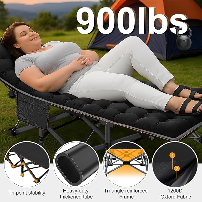 ABORON Camping Cot for Adult 28" Extra Wide, 2PK Heavy-Duty 1200D Oxford Cot for Sleeping, Portable Folding Camp Bed with Mat & Carry Bag
