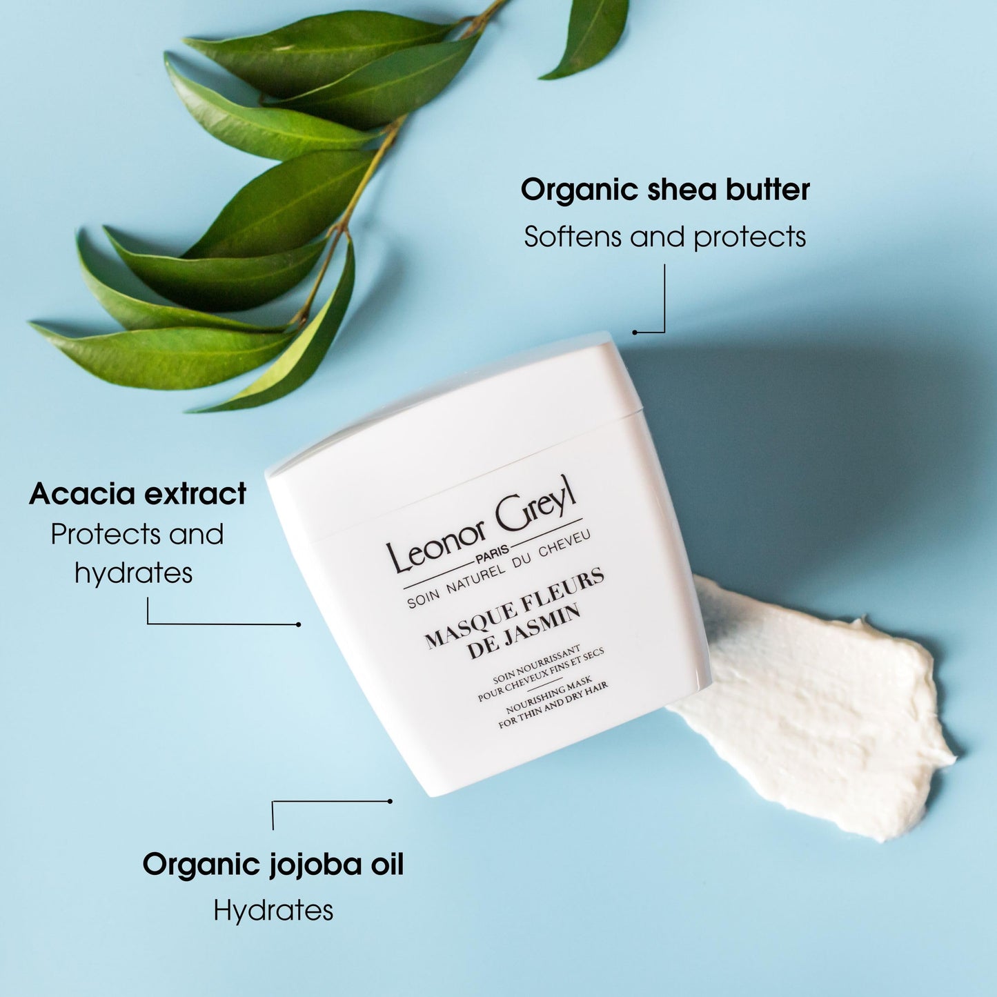 Leonor Greyl Paris - Masque Fleurs De Jasmin - Hydrating Hair Mask for Fine and Dry Hair - Gluten Free Moisturizing Deep Conditi