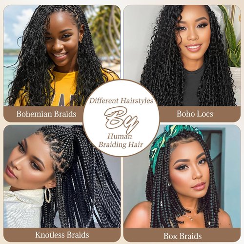 Human Braiding Hair 2 Bundle 100G 26 Inch Deep Water Wave Bulk Human Hair for Braiding No Weft 10A Bohemian Hair Virgin Curly Human Hair Extensions for Boho Braids Wet and Wavy Braiding Hair