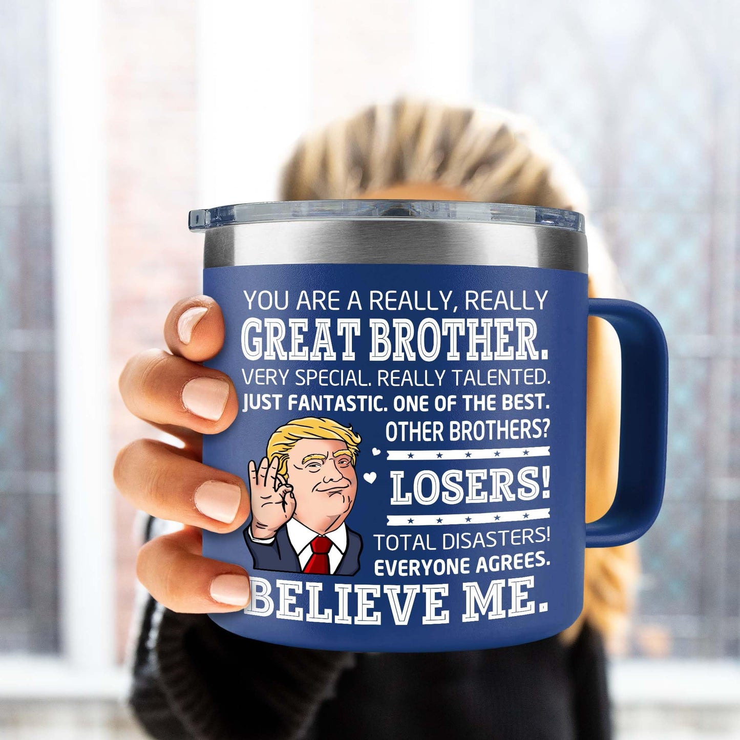 BECHUSKY Gifts For Brother - Great Brothers Mug - Gift Ideas for a Brother - Mugs For Adult Bro, From Sister - Christmas, Fathers Day, Birthday For Brothers - Funny Big Bro Present Tumbler 14 OZ