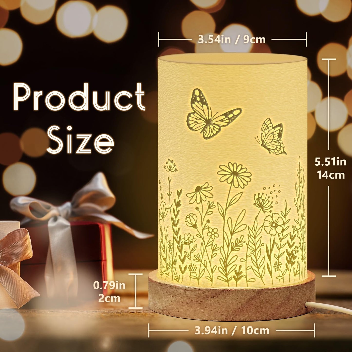 Afterprints Sister Gifts from Sisters, Unique 3D Printed Night Light, Sister Birthday Gifts, Presents for Sisters on Wedding, Graduation, Christmas, Table Lamp with Wooden Base
