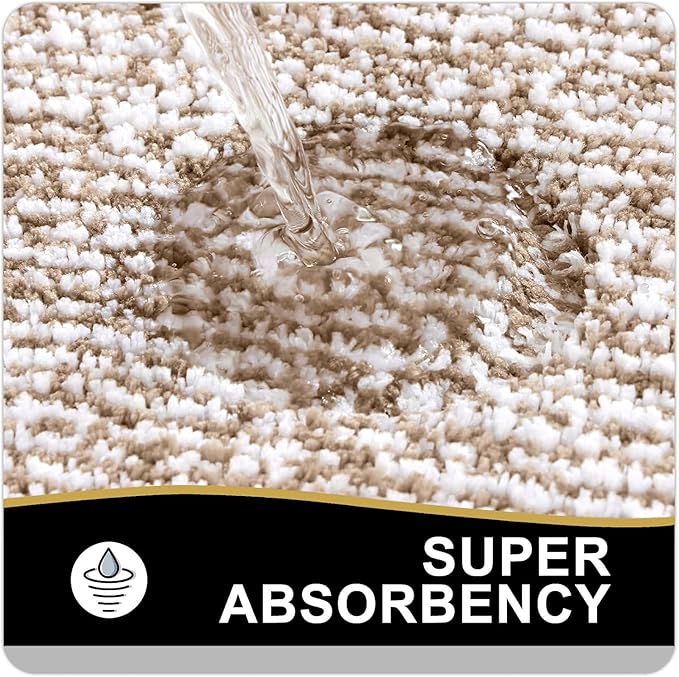 OLANLY Bathroom Rugs 24x16, Extra Soft and Absorbent Microfiber Bath Mat, Non-Slip, Machine Washable, Quick Dry Shaggy Bath Carpet, Suitable for Bathroom Floor, Tub, Shower (Small, Tan)