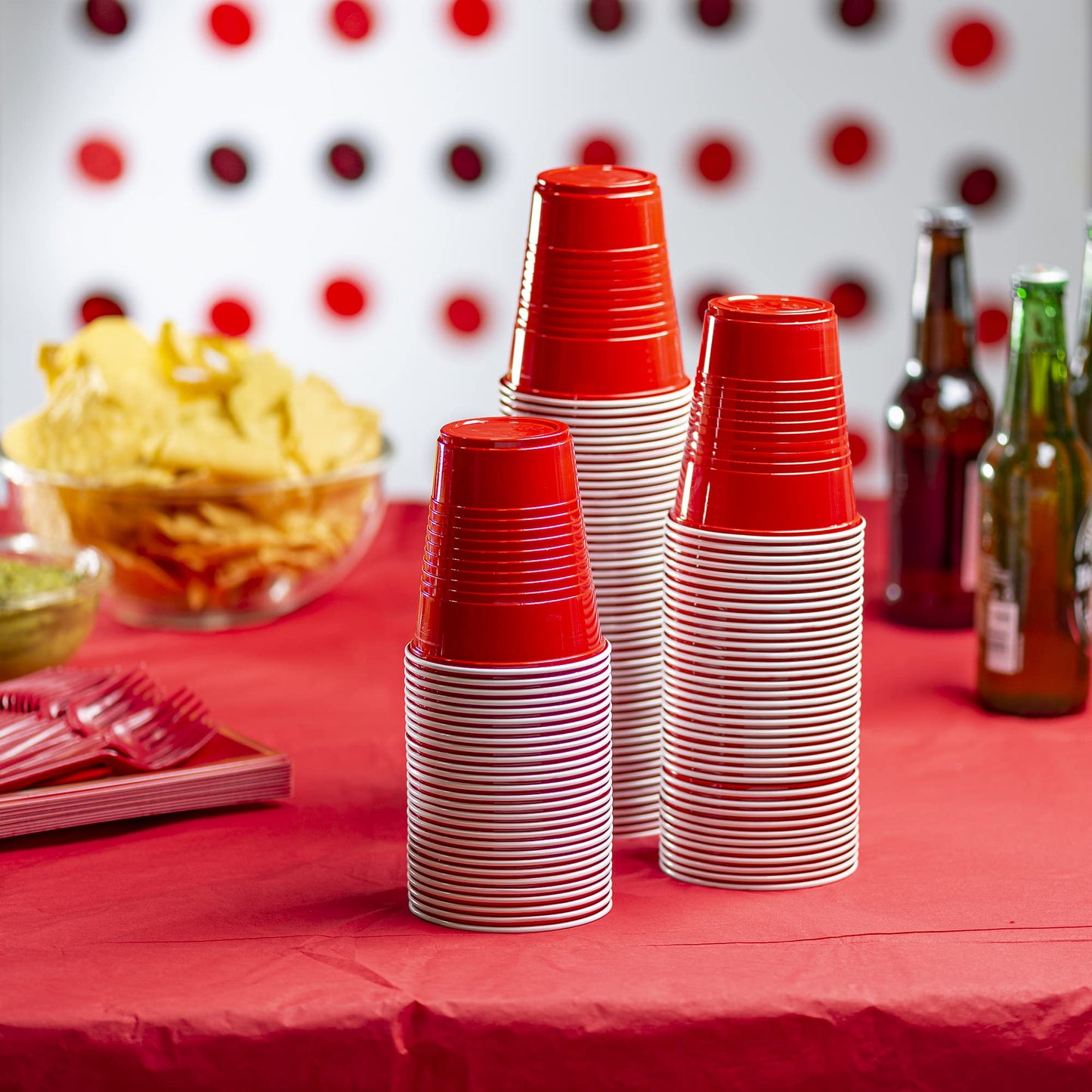Comfy Package [12 oz. - 40 Count Disposable Plastic Red Cups, Party Drinking Cups for Events and Everyday Use
