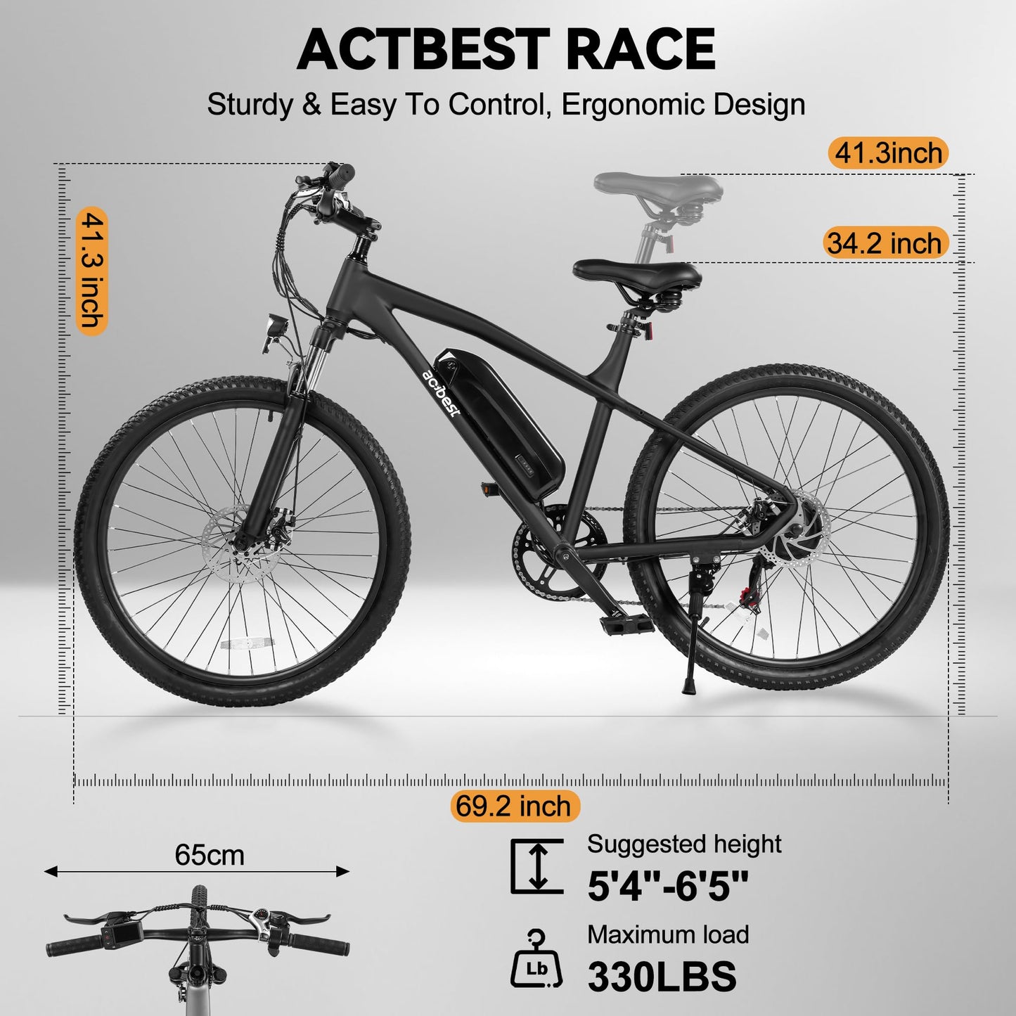 ACTBEST Race Electric Bike for Adults 21-Speed 26" Ebike,Peak 750W Brushless Motor, 22MPH, 468Wh 13AH Removable Battery, Up to 55 Miles, Commuting Mountain Electric Bicycle with Fork Suspension,26B
