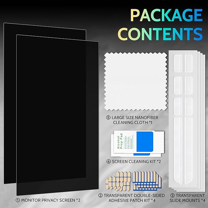 [2-Pack] 19 Inch Privacy Screen for Computer Monitor 5:4 Aspect Ratio, Eye Protection Anti Blue Light Glare Shield, 19inch Removable Black Blackout Anti Spy Desktop Security Private Filter