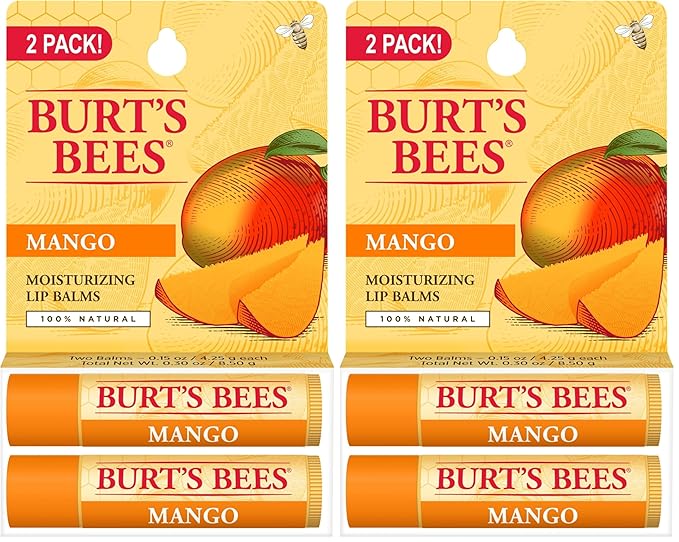 Burt's Bees Lip Balm - Mango, Lip Moisturizer With Responsibly Sourced Beeswax, Tint-Free, Natural Origin Conditioning Treatment, 2 Tubes, 0.15 oz. (Pack of 2)